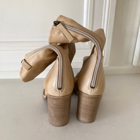 Free People Elle Block Heel Leather Boots In Natural Cane Sz 39 - Picture 7 of 12